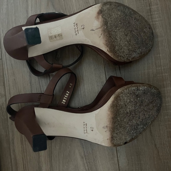 Gucci Brown Leather High Heel Sandals - Picture 5 of 5